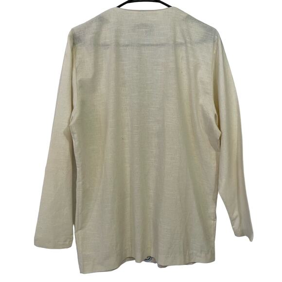 Vintage Blazer Medium Cotton Lightweight Cream Geometric Designs Lilly Sports - Picture 6 of 7